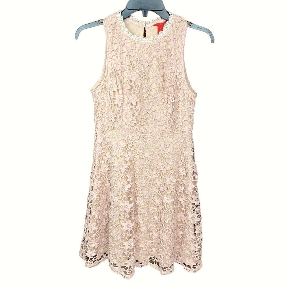 Chelsea & Violet Dress Pastel Pink Lace Overlay Sleeveless Small Junior